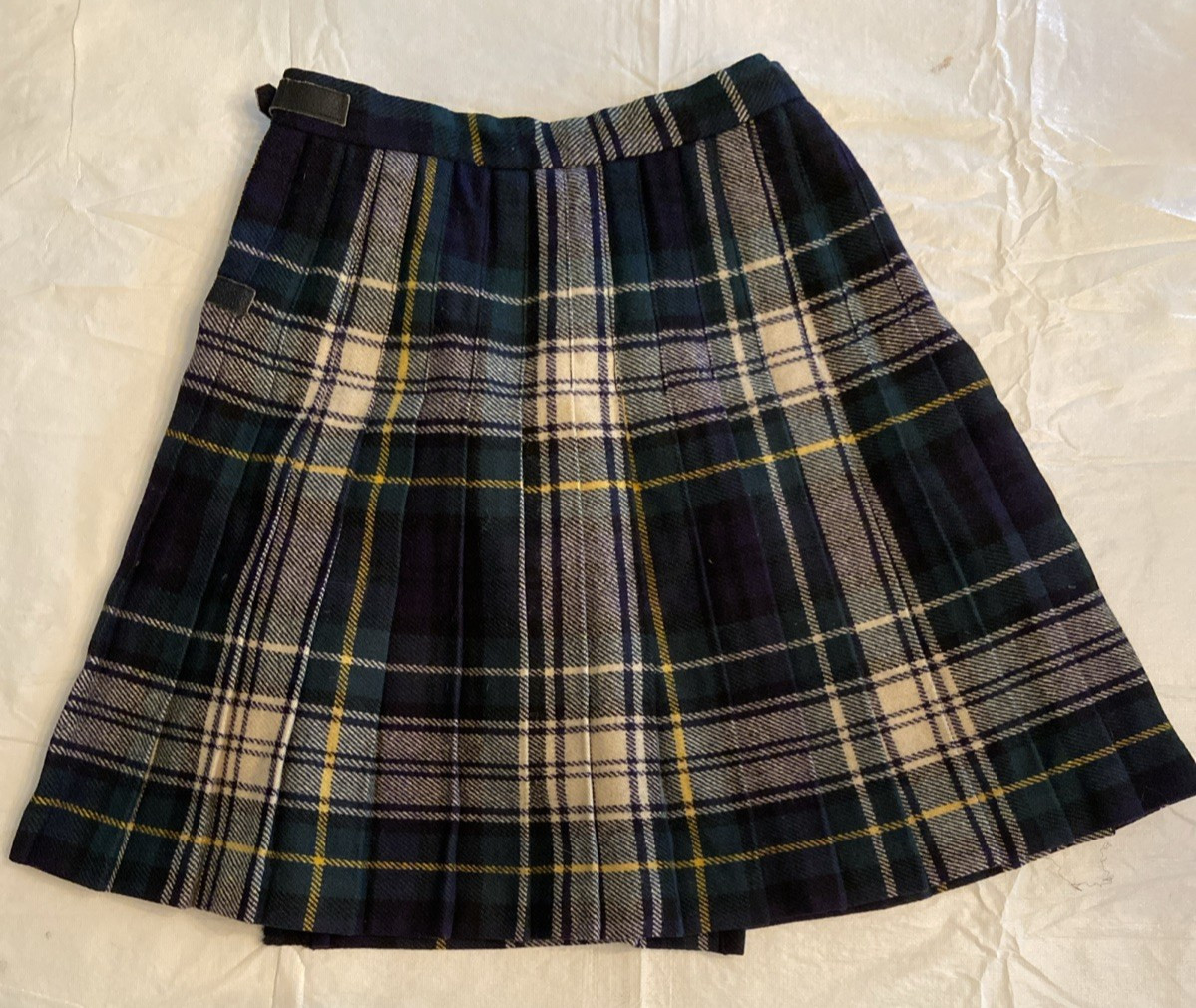 Vtg GLEN KILTS Slimma Wool Scottish Clan Gordon Tartan Plaid Kilt Skirt Sz 9 10