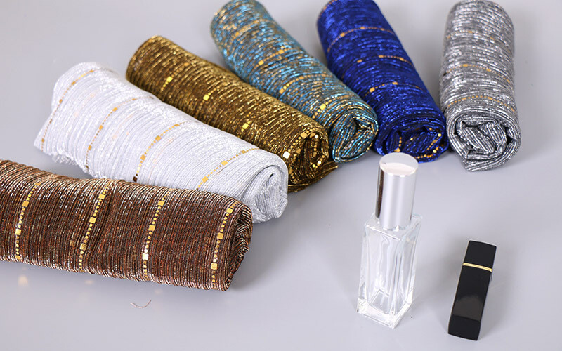 Fashion Shining Gold Scarf Hijab Scarves Shawl Glitter Muslim Head Wraps Muffler