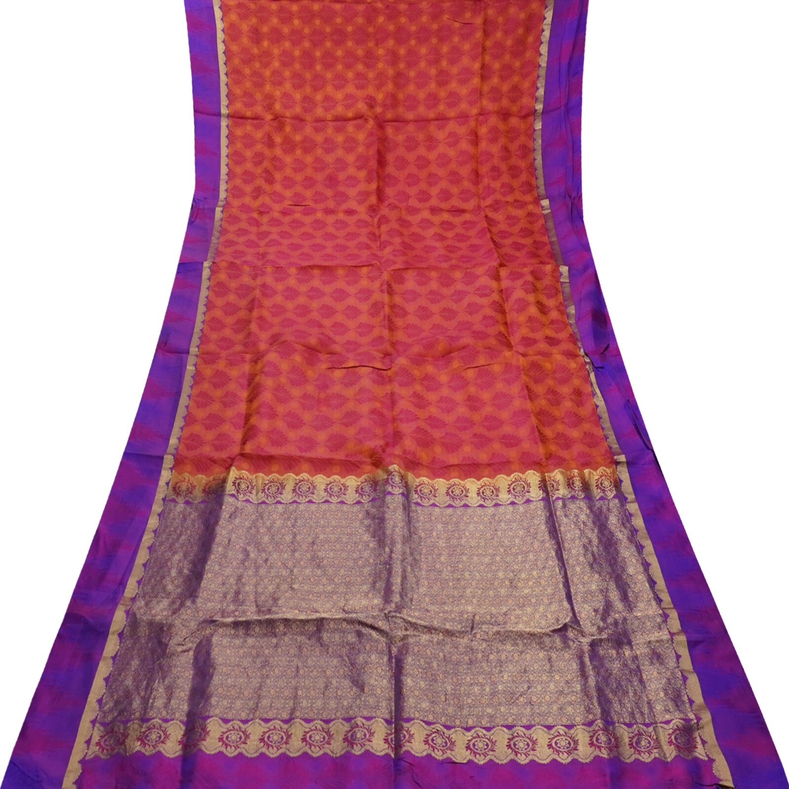 Vintage Pink Dual Tone Sarees 100% Pure Silk Zari Woven Sari 5YD Craft Fabric