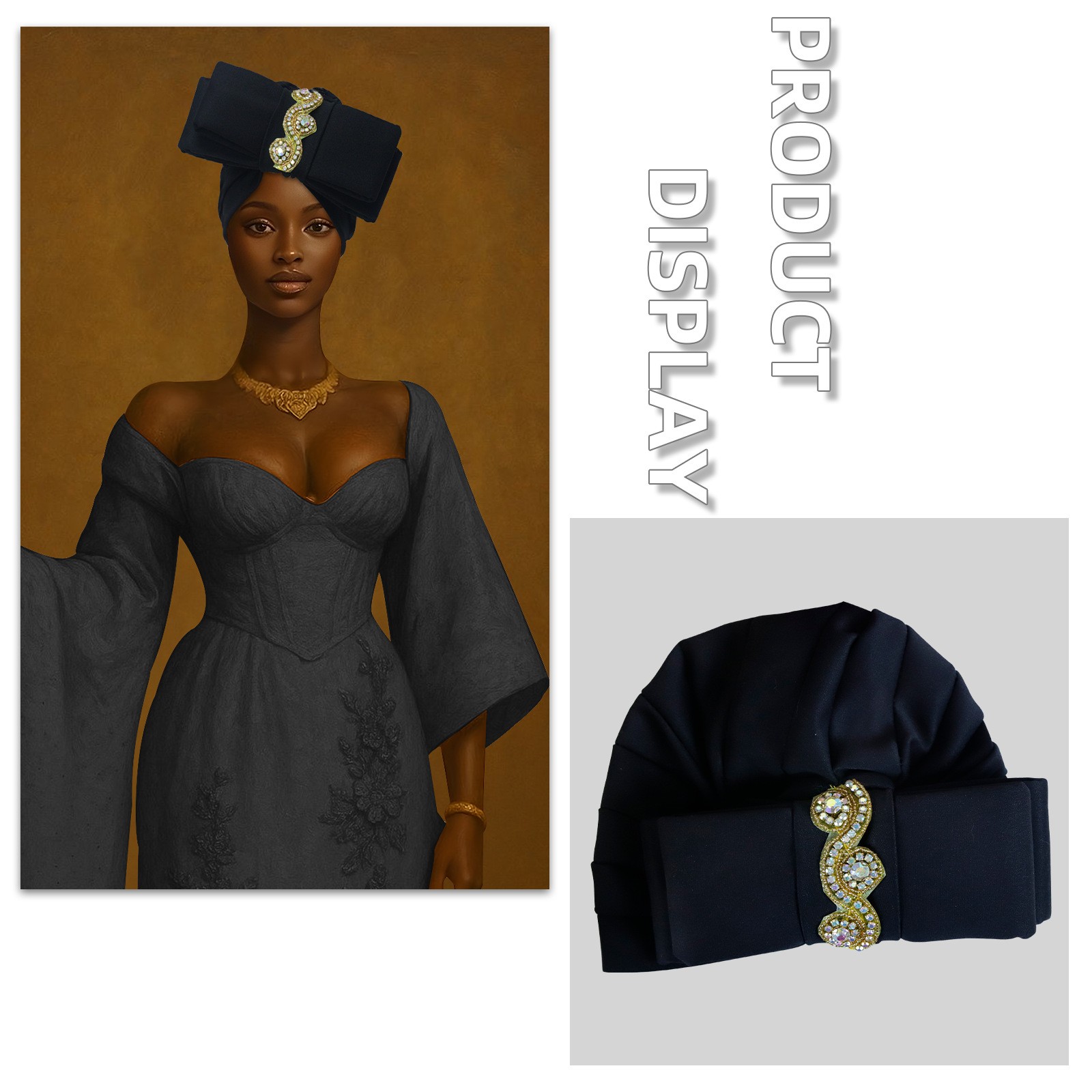 New Africa Tradition Turban Cap Bow Diamond Wrap Hat Auto Gele Birthday Headwear