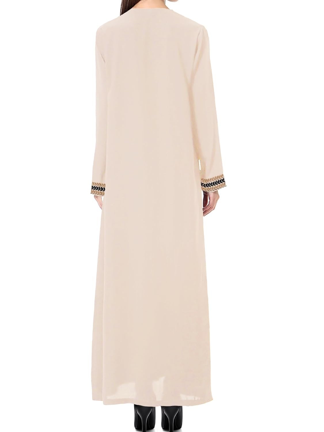 Embroidered Maxi Long Sleeve Abaya Prayer Dress for Women Islamic Clothing