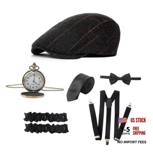 Roaring 20s Costumes for Men 1920s Mens Outfit Great Gatsby Accessories Black