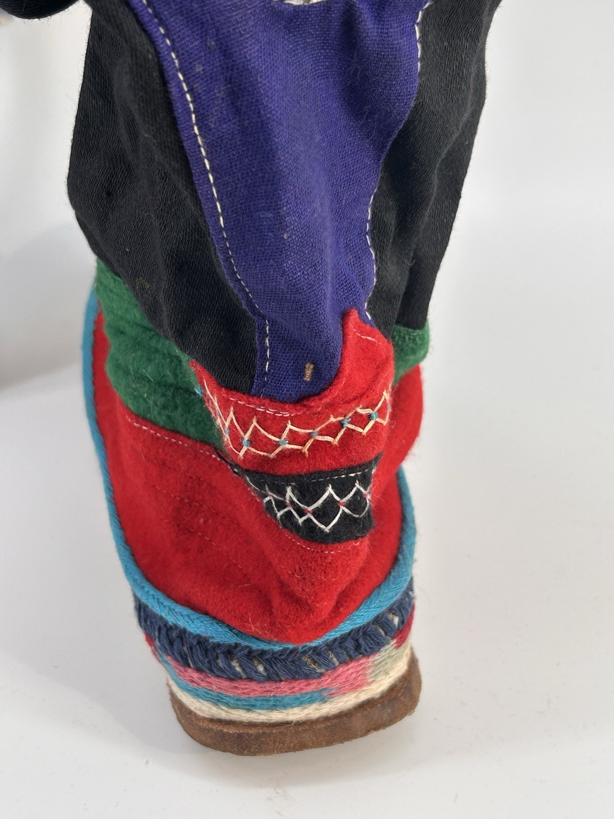 Vintage 1960s Tibetan Felt Hand Embroidered Felt Boots Boho Mongolian Himalayan