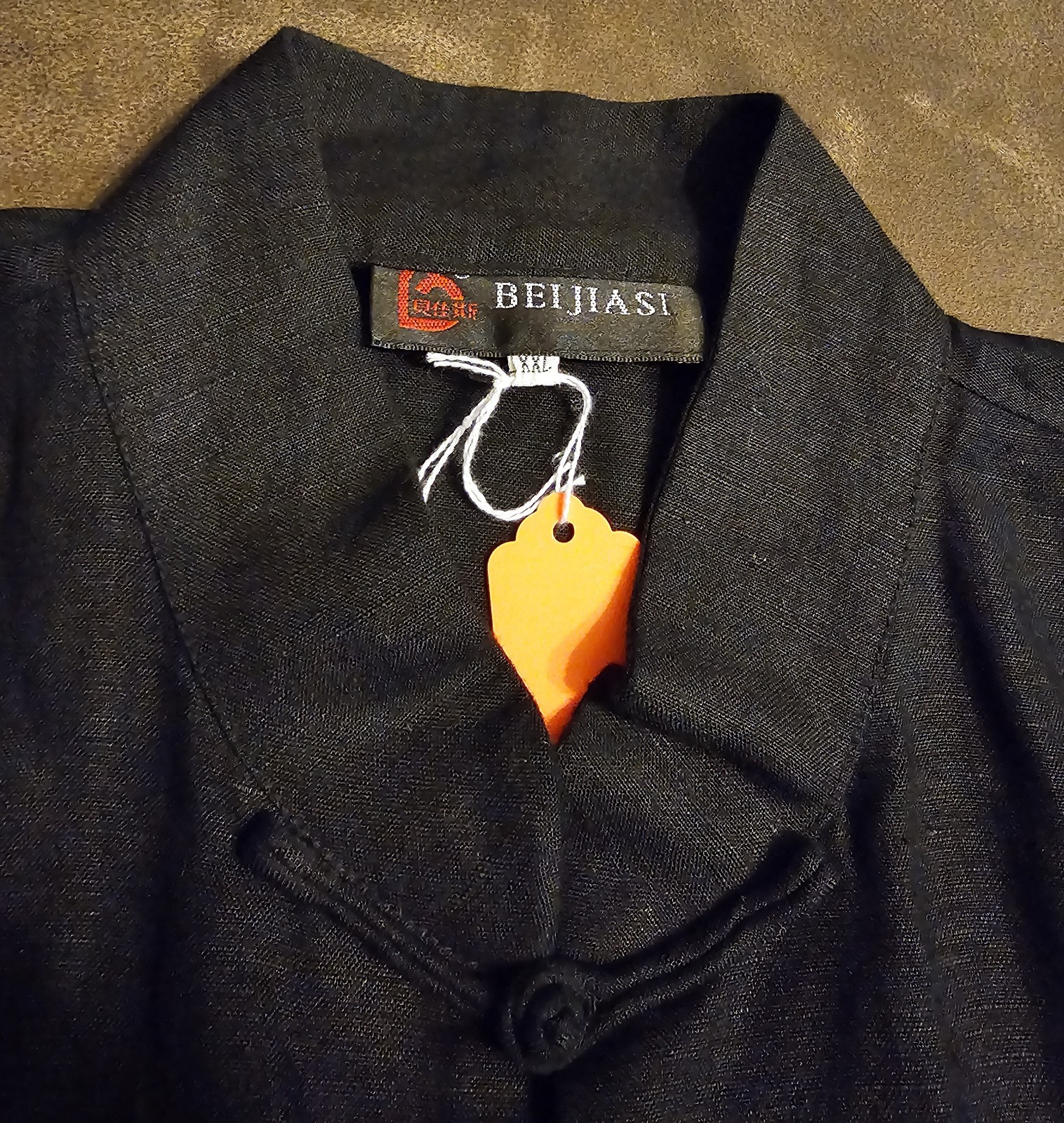 Beijiasi Microfiber Embroidered Dragons 2 Pocket Mandarin Jacket 2XL Black New