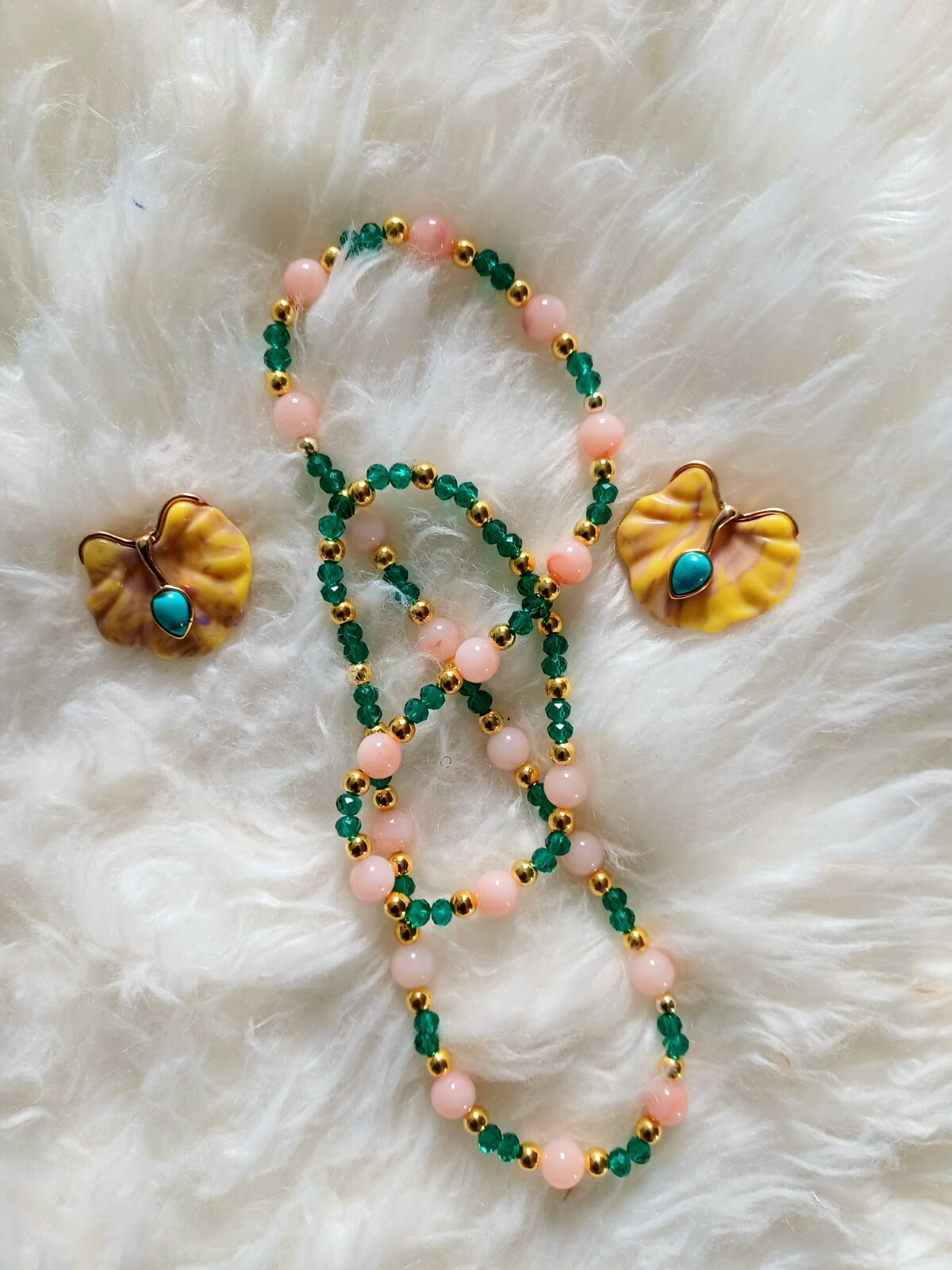 Trendy, versatile and Luxury bead necklace and earrings- Party ready pieces