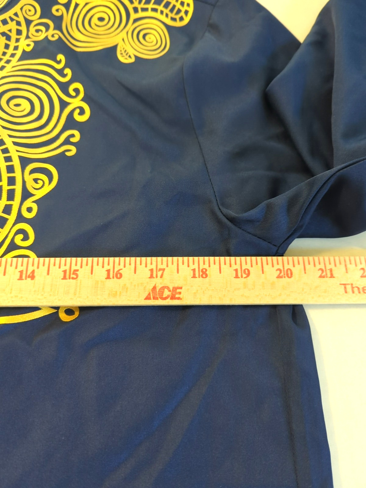 New LUC MATTON Tunic Shirt Men S African DASHIKI Tribal Blue Gold Long Sleeve