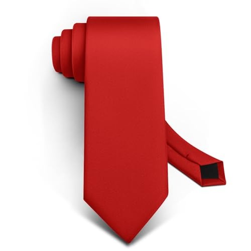 Men Neckties,Solid Color Neckties Texture for Gift Men Dress One Size Red7633