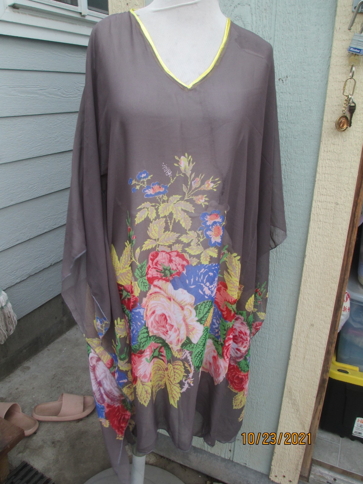 Boho Caftan Batwing new Printed chiffon caftan top/poncho