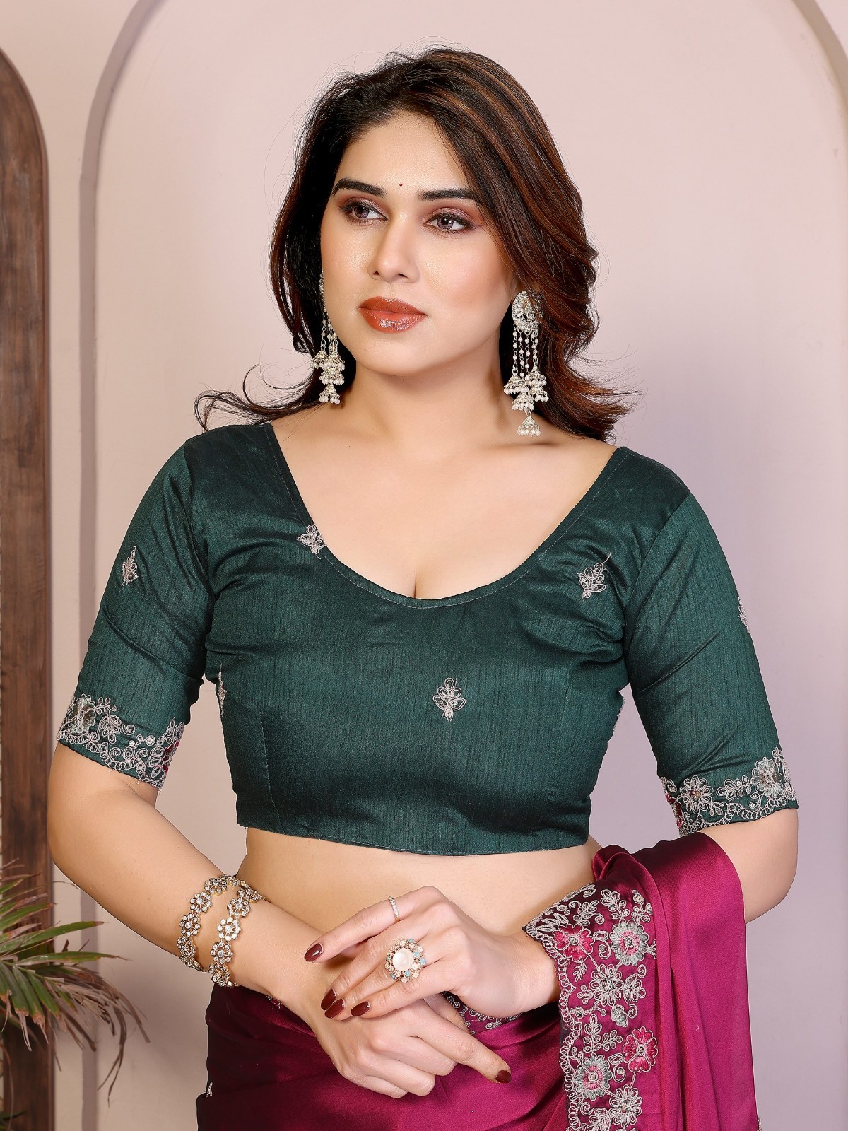 Wedding Rangoli Silk Saree Embroidered Lace Border Party Wear Indian Sari Women