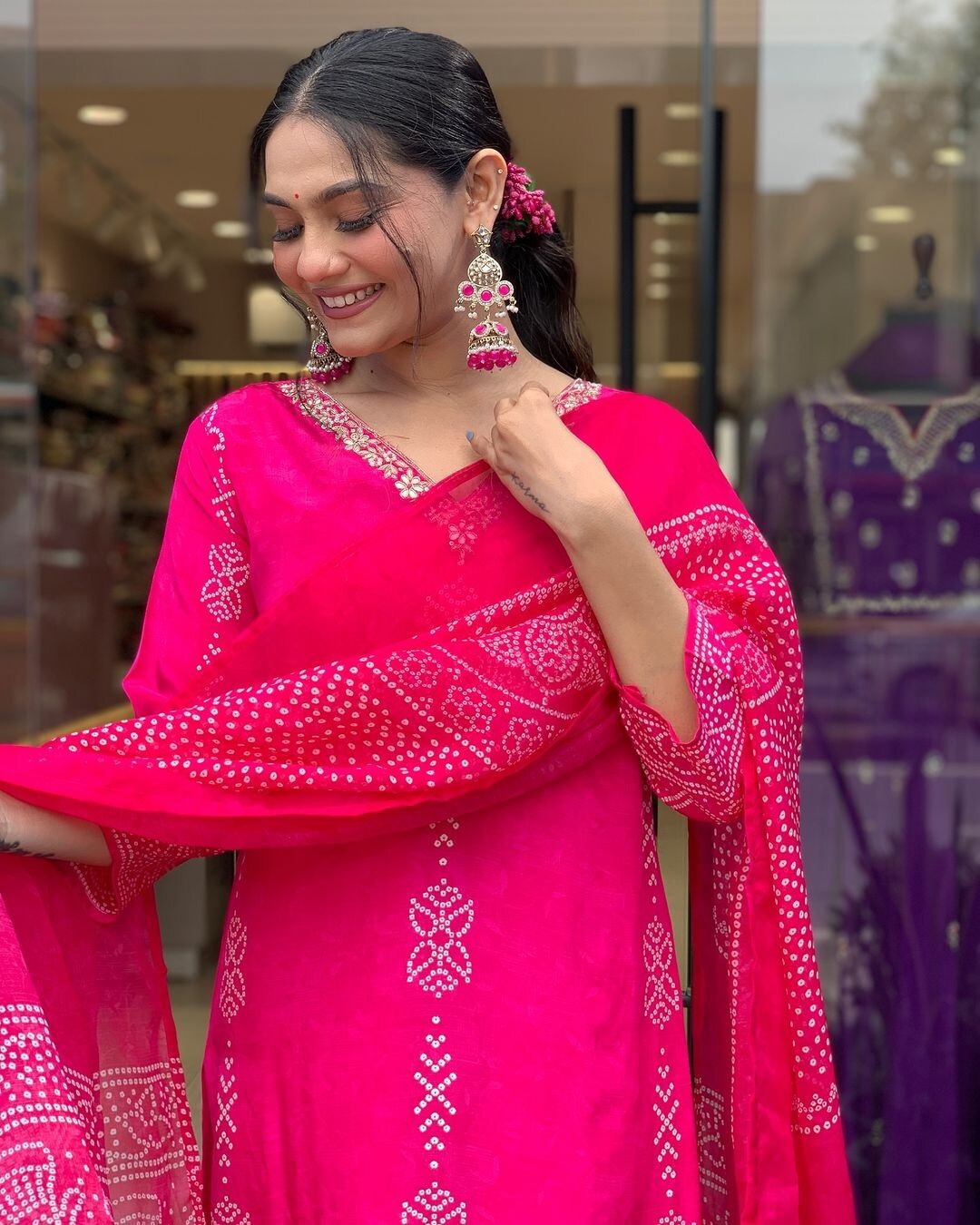 Women’ s French Crepe Embroidery Kurta with Pant & Dupatta
