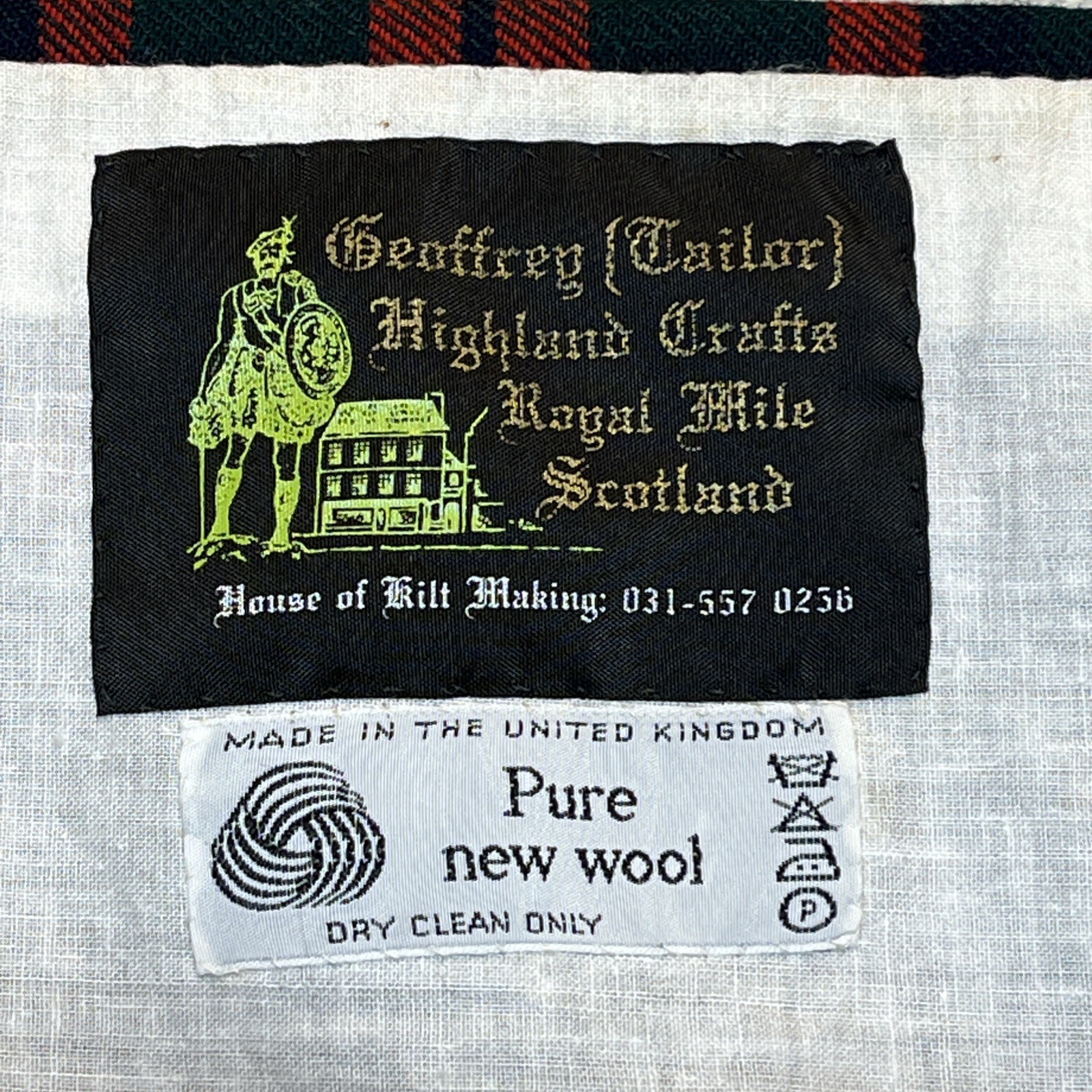 Geoffrey Tailor Highland Crafts Royal Mile Scotland Pure Wool Plaid Kilt (60×27)