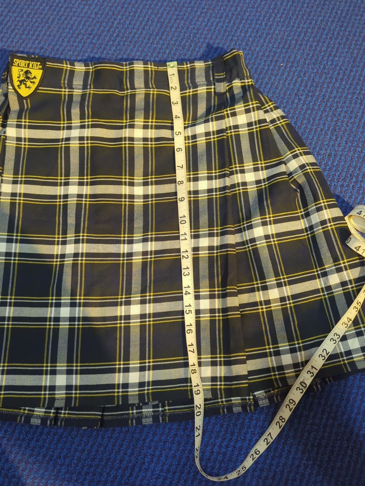 SPORT KILT Medium Navy Plaid TARTAN Made in USA Poly Blend