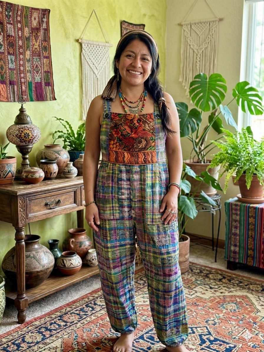 VTG Romper Womens L Embroidered Floral Bird Overalls Jumper Boho Guatemalan Cute