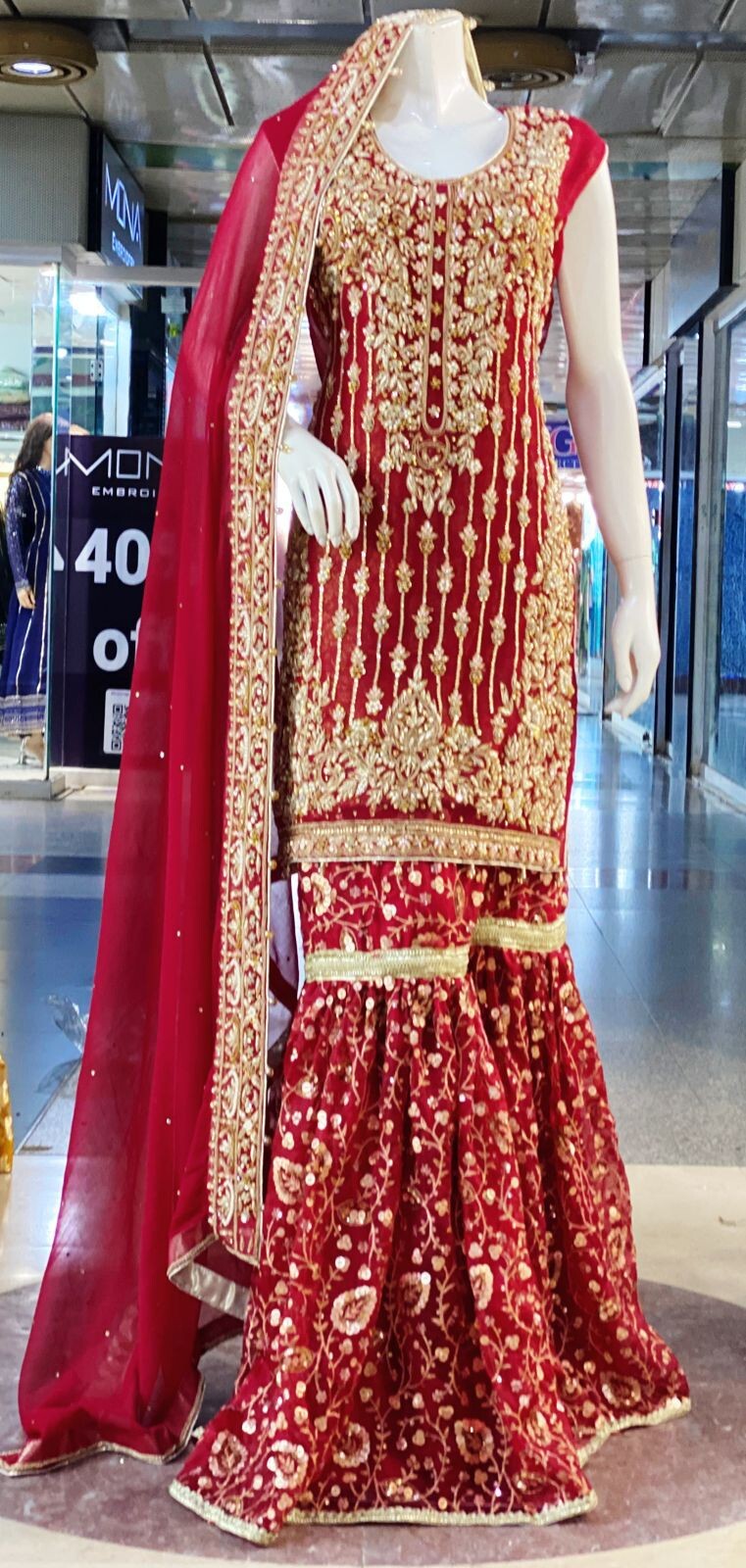Pakistani Wedding Collection Fully Heavy Handwork Shirt, Dupatta With Gharara