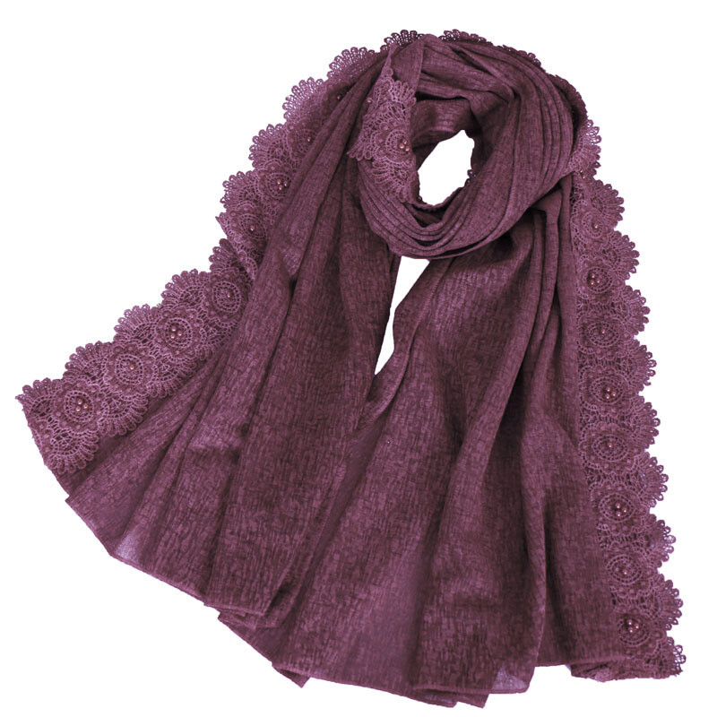 Women Muslim Hijab Plain Beads Long Scarf Shawl Wrap Islamic Scarves Head Covers