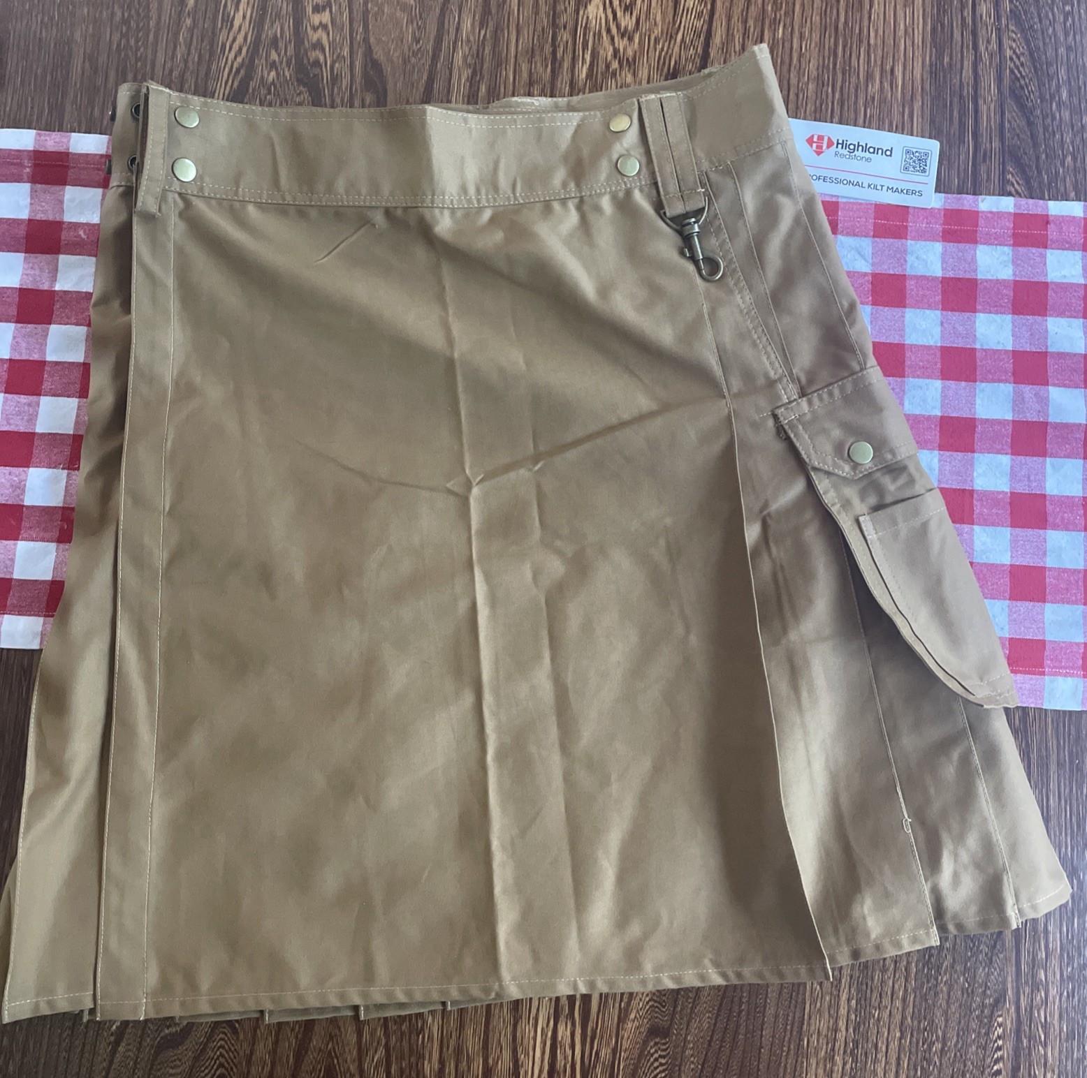 NWT Highland Redstone Men’s Utility Kilt Khaki Cotton, Traditional Style Size 34