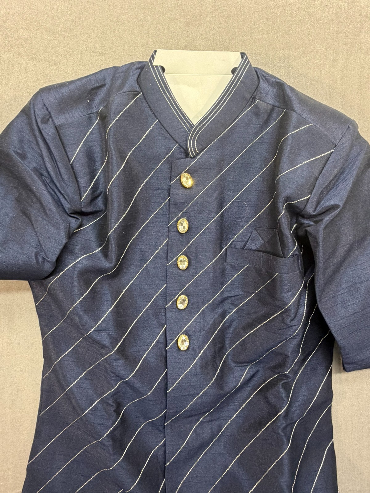 New Navy Blue South Asian Kurta Size 32 Gold Buttons
