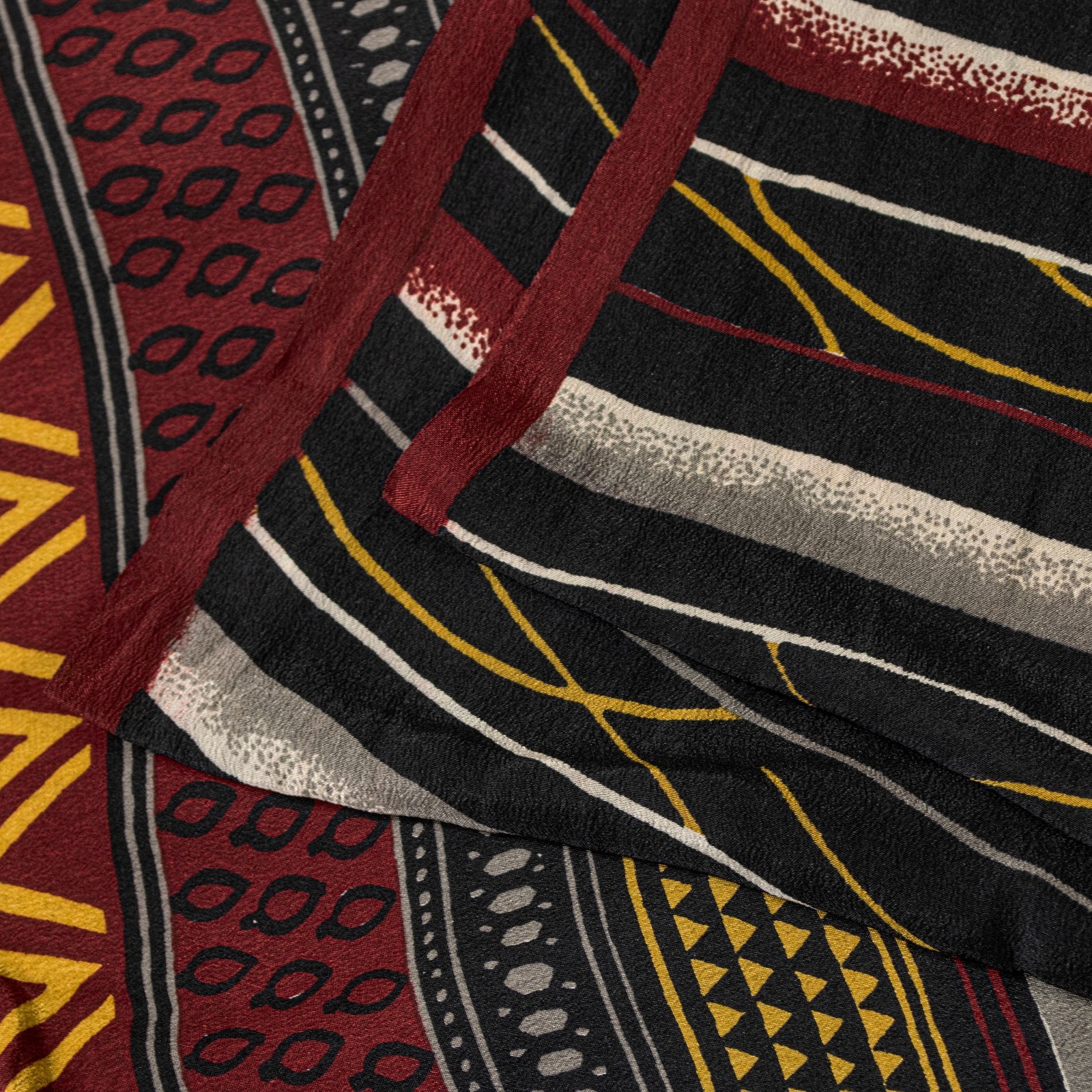 Sanskriti Vintage Black Saree Pure Crepe Silk Abstract Print Sari 5.5YD Fabric