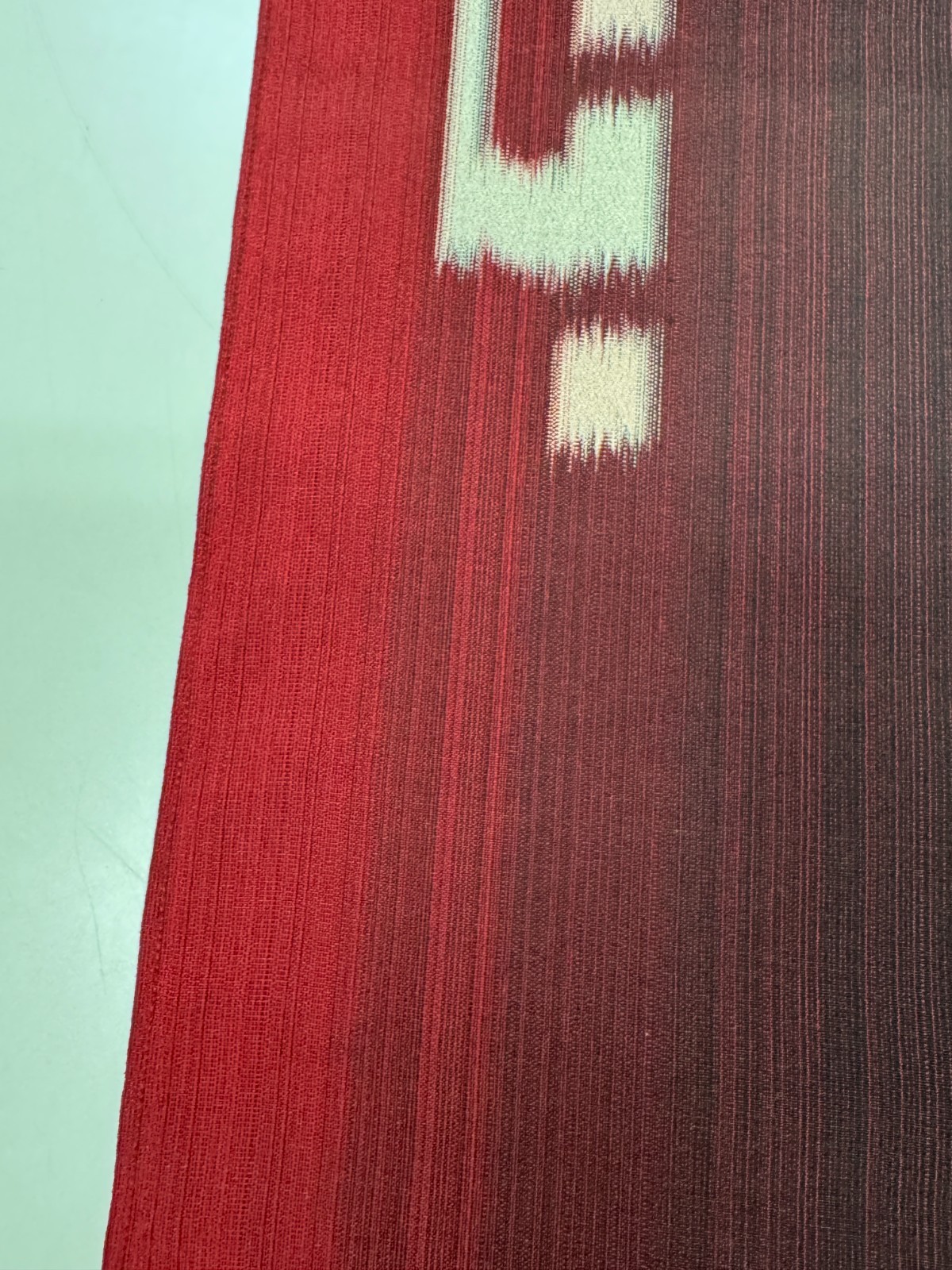 Japanese Vintage Kimono Fabric cloth Boro Silk Red tradition 35.4 x 13.7 in