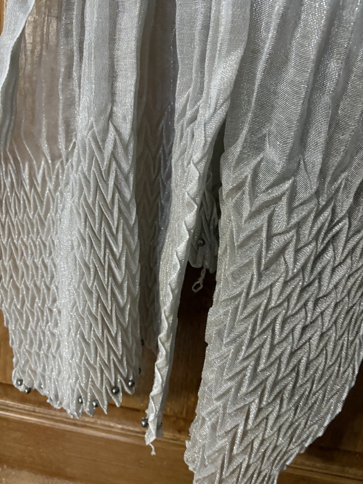 Silver shiny pleated scarf/ shawl/Duppata only Pakistani new
