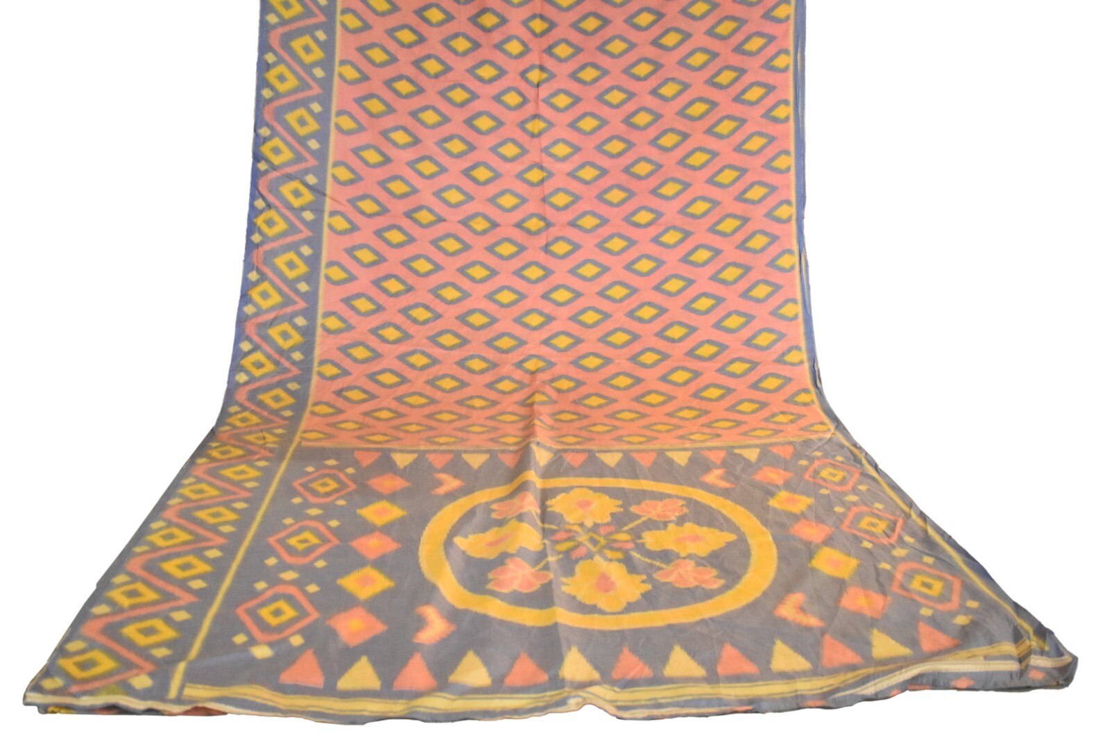 FNC Vintage Pink Sambalpuri Ikat Sarees Handwoven Art Silk Sari Fabric Antique
