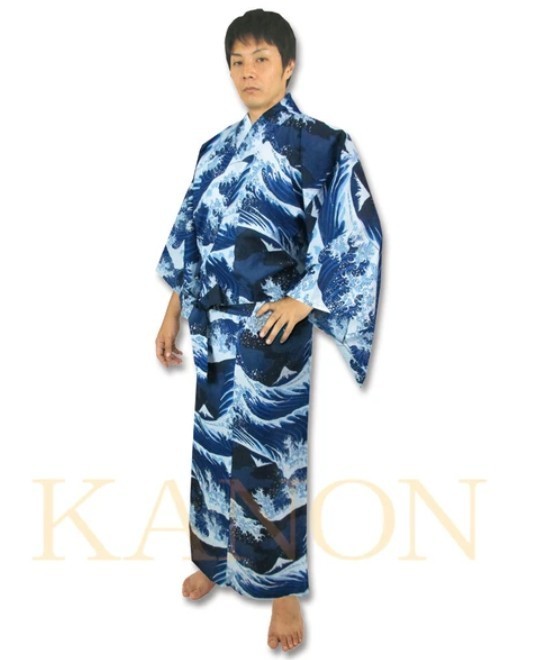 Japanese Yukata Cotton 100% Traditional Summer Kimono Robe – Great Wave