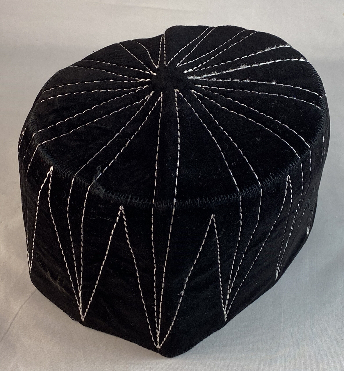 Authentic African Contemporary Native Made Felt Embroidery Fila/ Kufi Hat~22-1/4