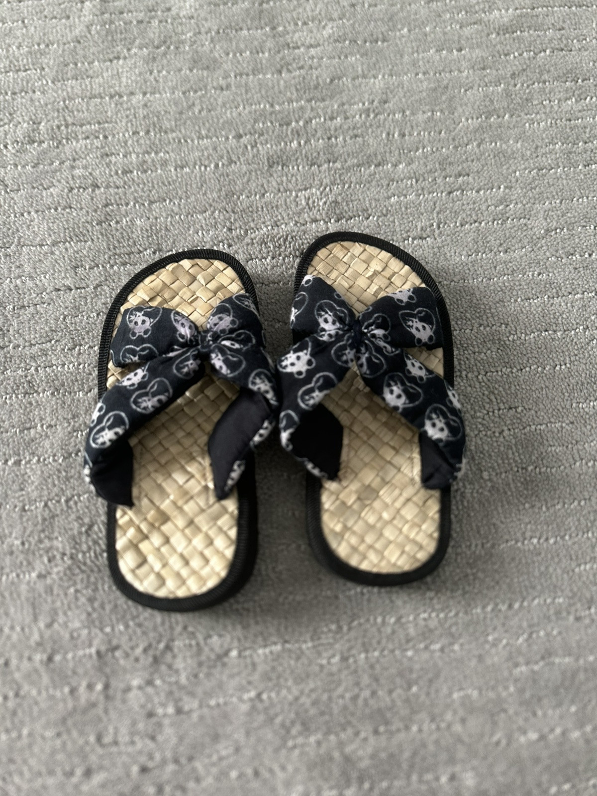 Japanese sandals Tatami Mat Panda Black Little Kids Fits 8-11 Boy Girl