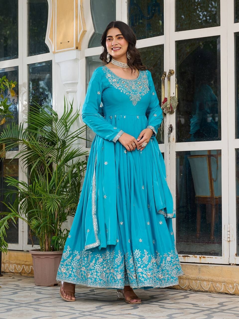Indian Salwar Kameez Wedding Kurti Pant And Dupatta Anarkali Dress Long Gowns