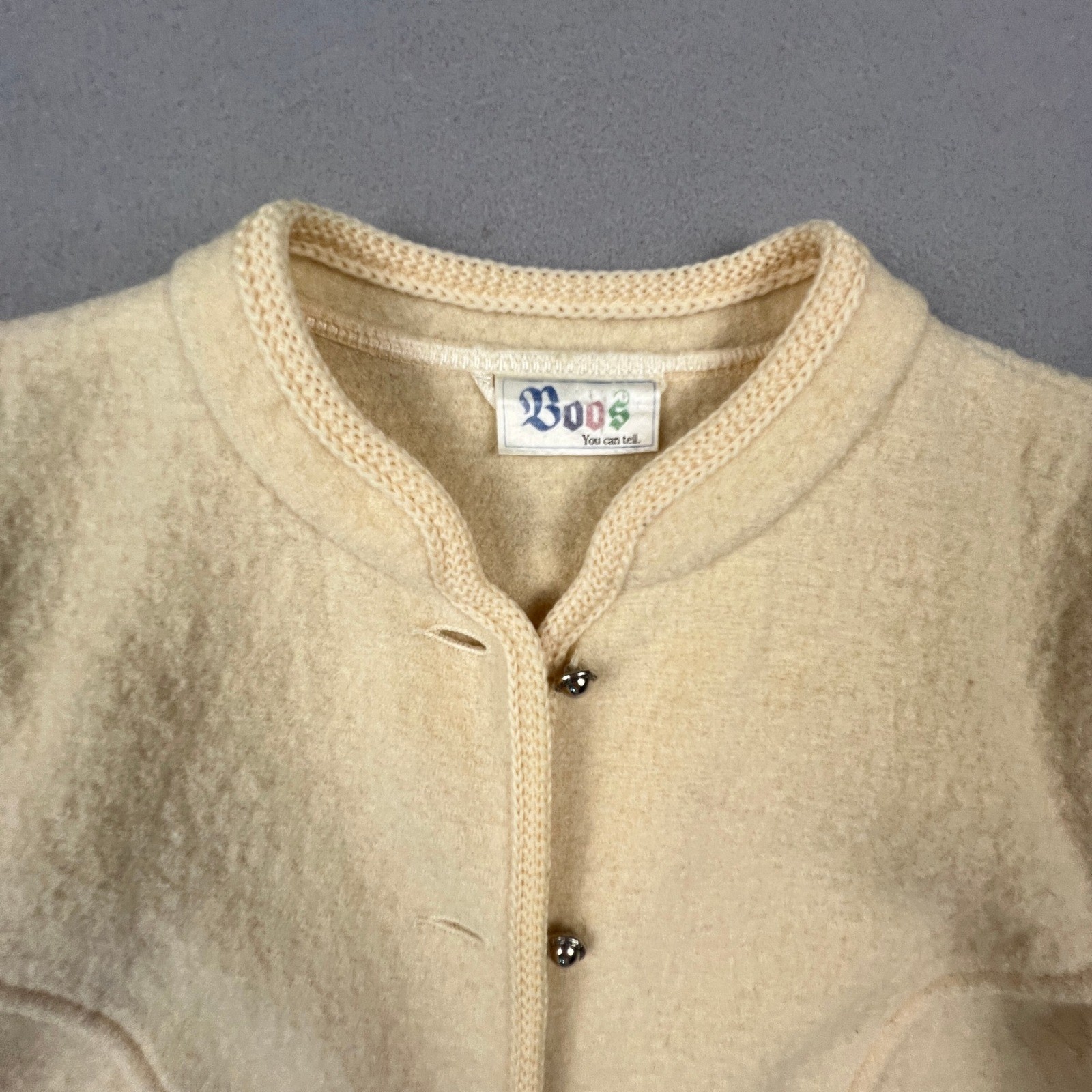 Boos Austrian Style Wool Jacket Womens 18 Scalloped Puff Shoulder Trachten Folk