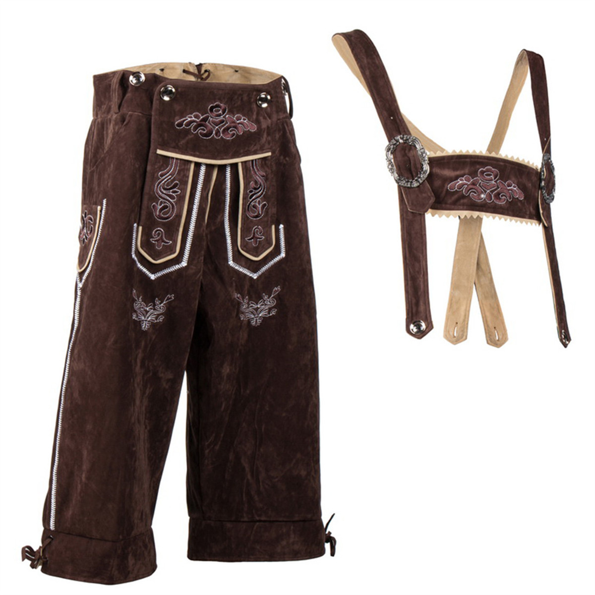 Mens Oktoberfest Bavarian Fancy Dress Costume German Beer Lederhosen S-2XL