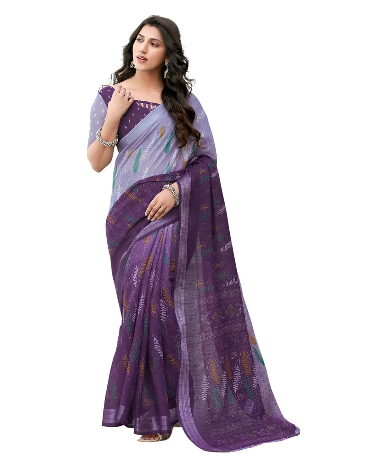 Women’s Tassel & Printed Cotton Saree with Blouse