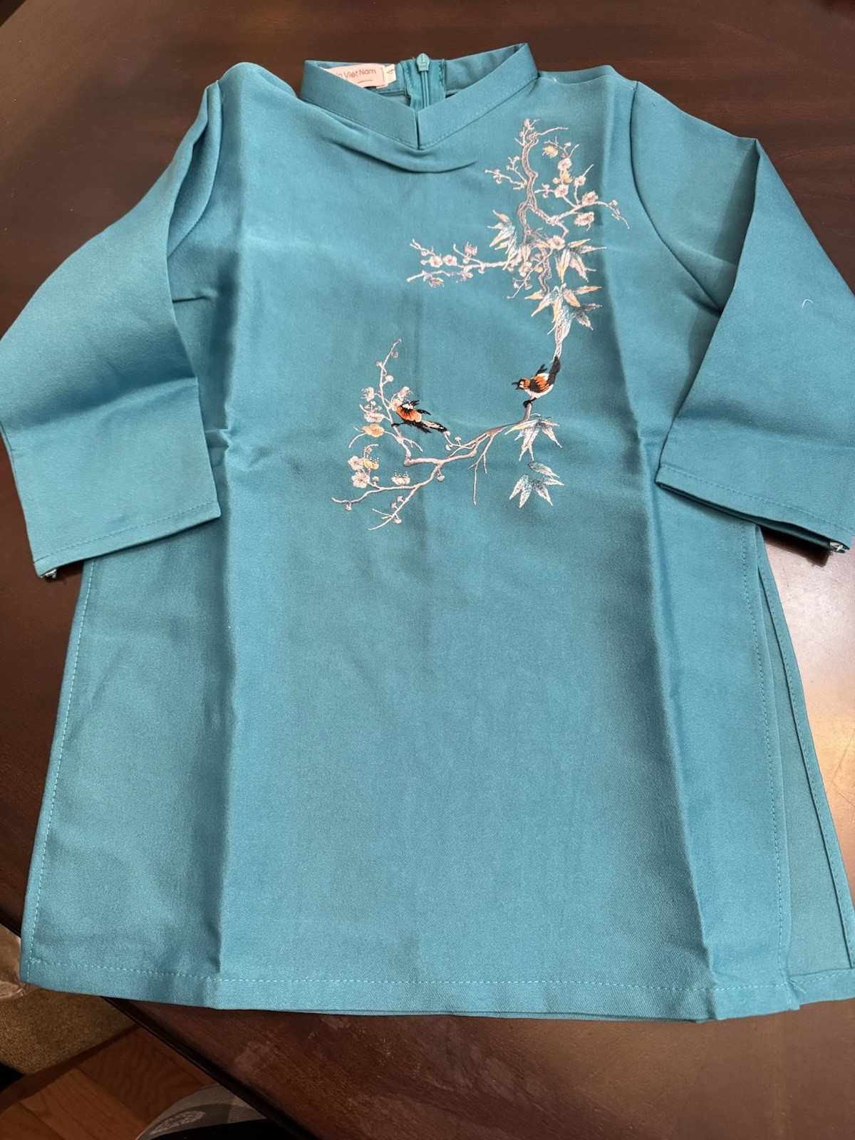 AO DAI CON TRAI BOY Blue TEAL 1-2 Years