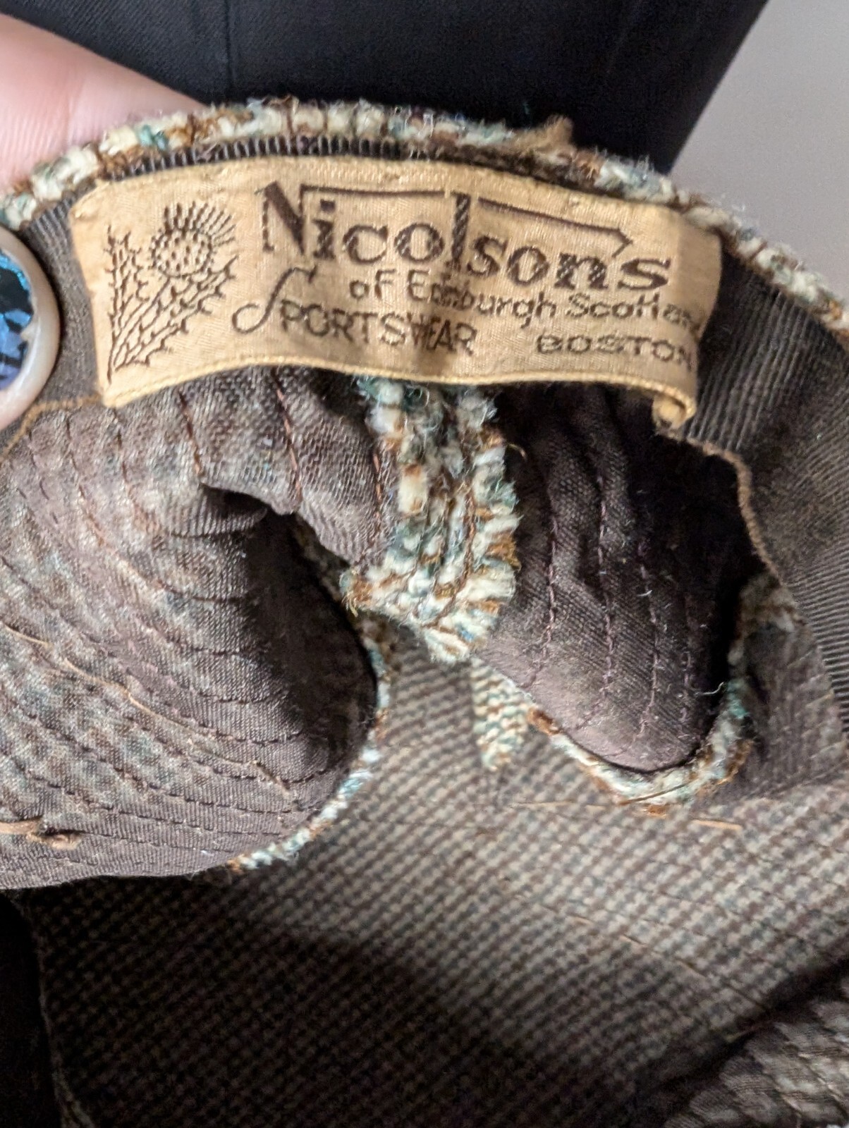Vintage Nicolson’s Edinburgh Scotland Matching Tweed & Leather Sporran Bag & Hat