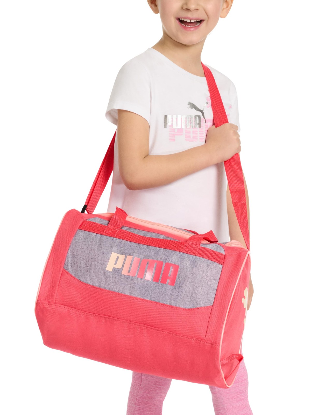PUMA Kids’ Transformation 14″ Duffel Bag One Size Pink/Multi