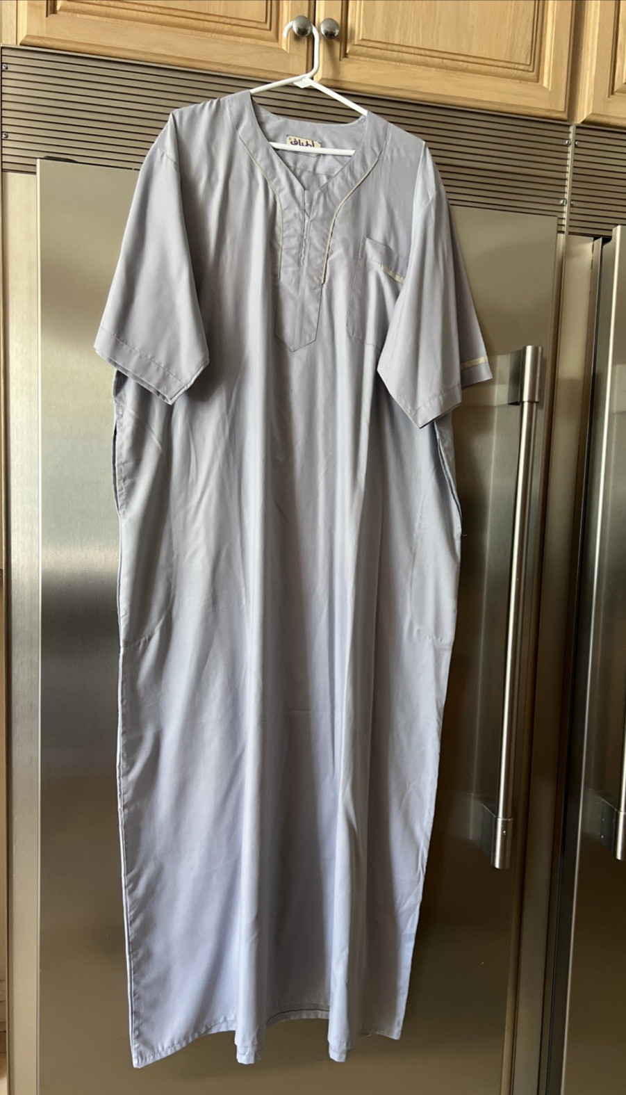 MIDDLE EASTERN MENS THOBE / DJELLABA / CAFTAN PlusXL HEATHER GRAY POCKETS V NECK