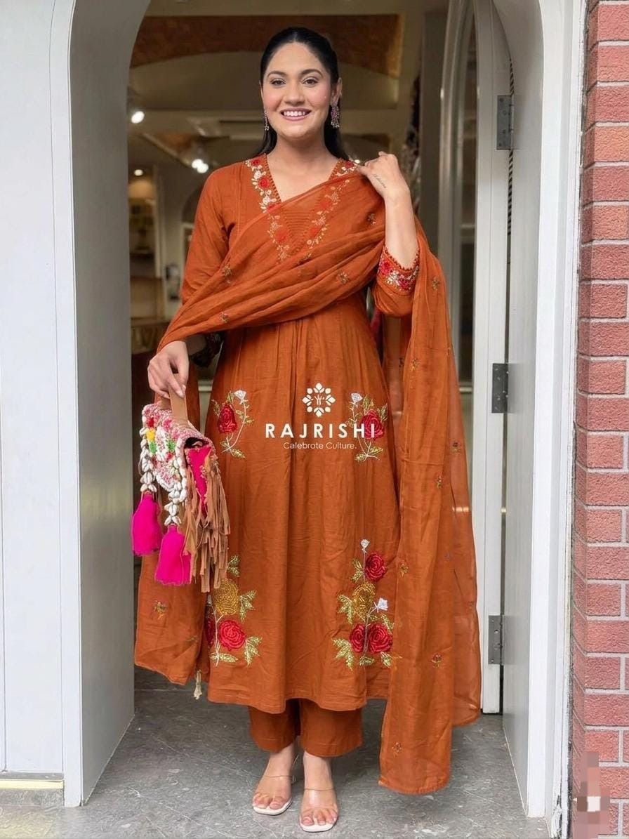 Fully Stitched Anarkali Kurta Palazzo Dupatta Set, Ready to Wear Combo for Women
