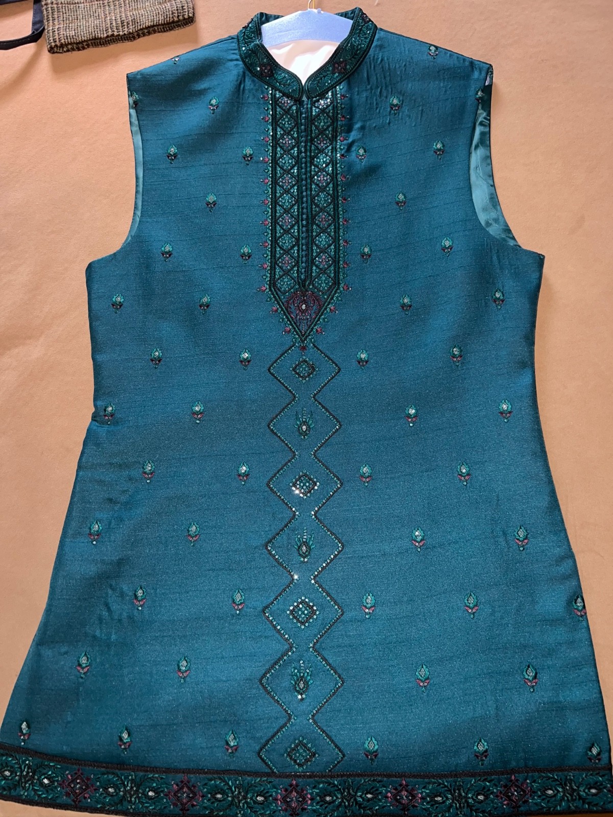 Custom Made Mens Indian Wedding Attire Full Set: Jacket, Kurta, Pant