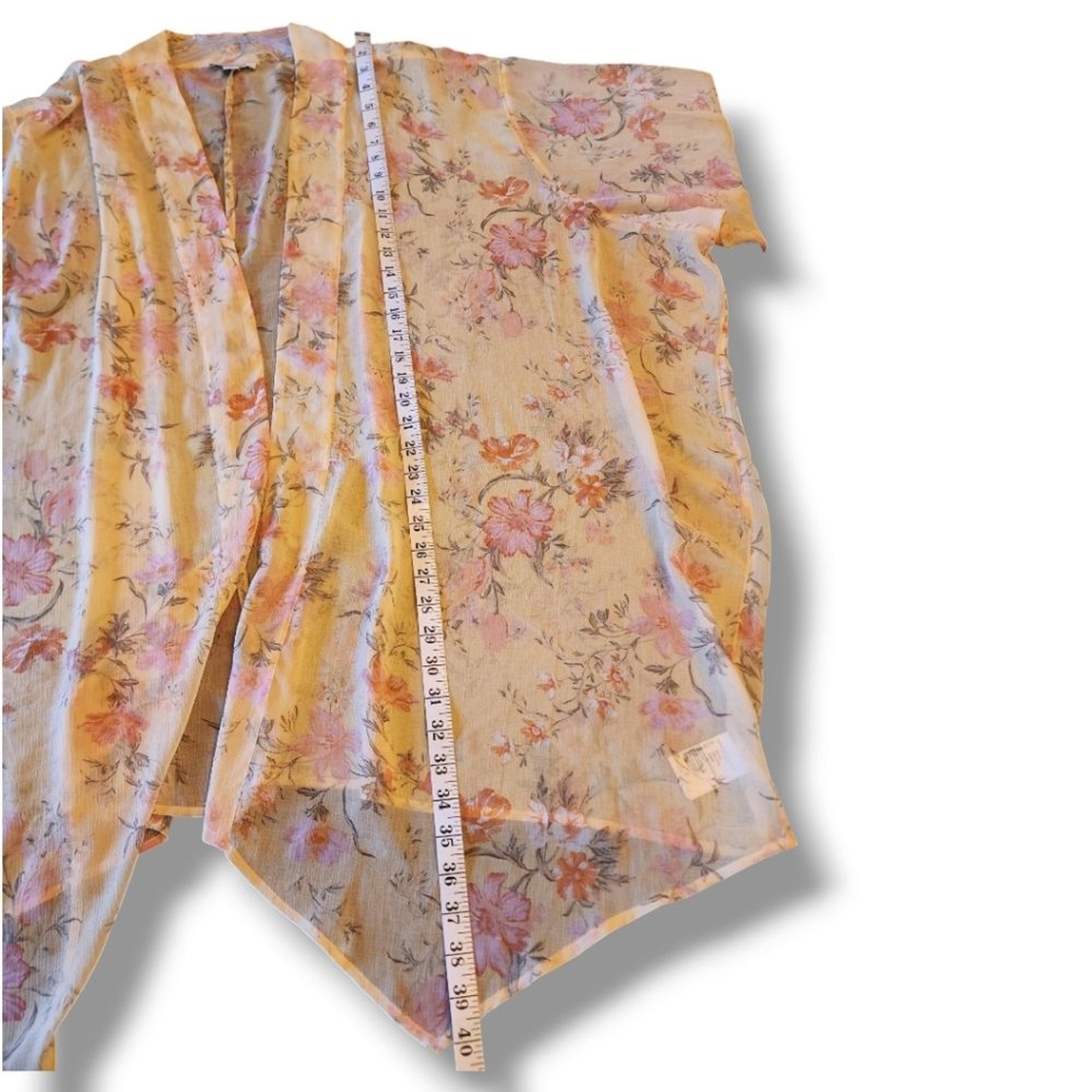 American Eagle Outfitters AEO yellow amd pink floral sheer relaxed fit kimono OS