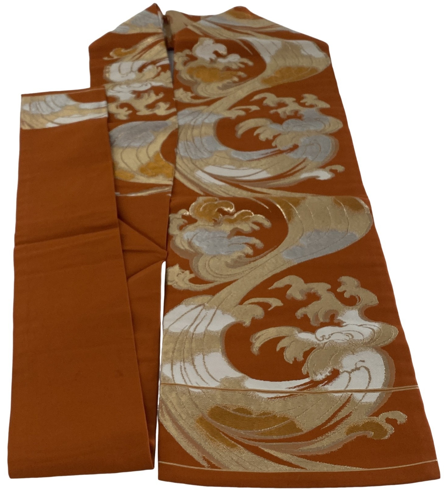Japanese Vintage Kimono Nagoya Obi Polyester Brown Traditional 134x 12in