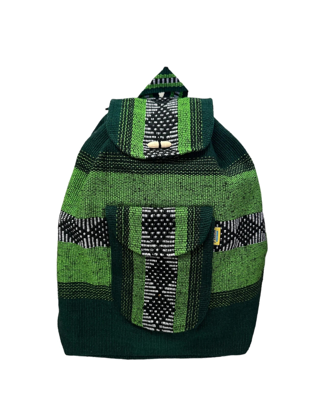 BACKPACK , HIPPIE GEAR , MEXICAN MADE , AUTHENTIC PINZON , GREEN MIX