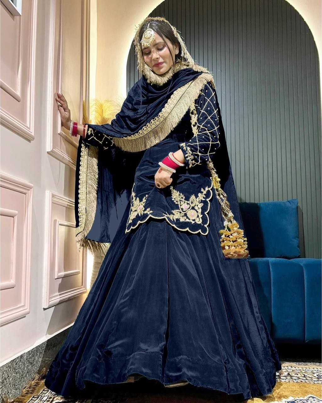 New Indian Designer Lehenga Choli Top Kadhai Embroidered Bollywood Party Dress
