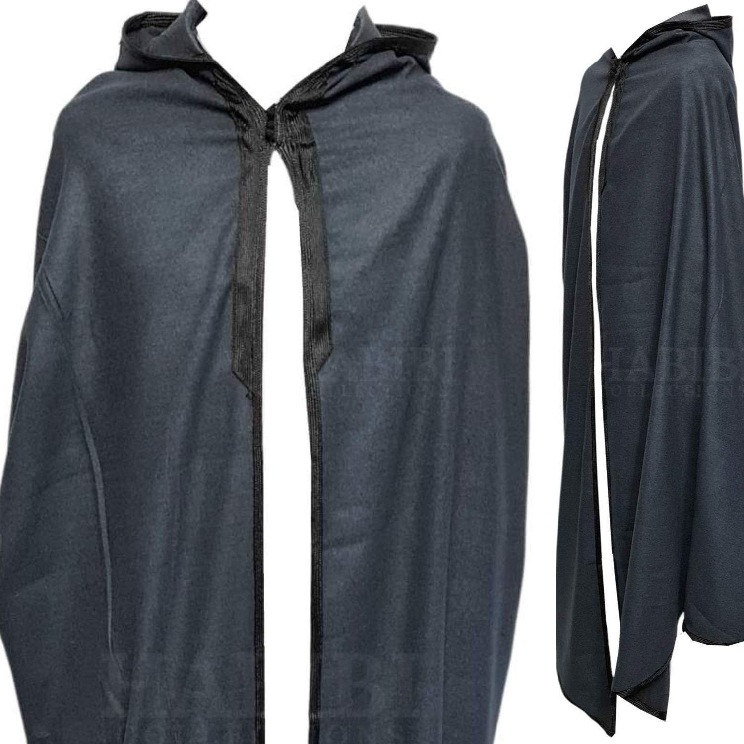 Moroccan Djellaba Cloak Cape Charcoal Grey Cashmere Wool Blend Silham Burnous