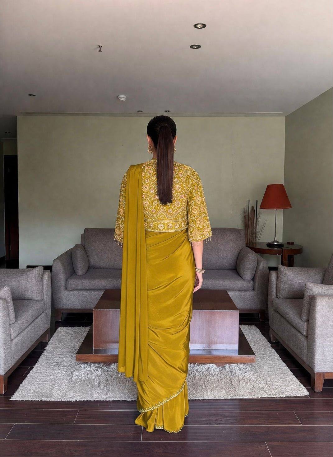 Mustard Yellow Jacket Style Embroidered Palazzo Set Indian Wedding Party Outfit