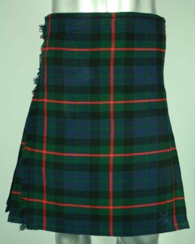 Scottish Traditional Highlands Gunn Tartan Pleated to Red Stripe Men Kilt