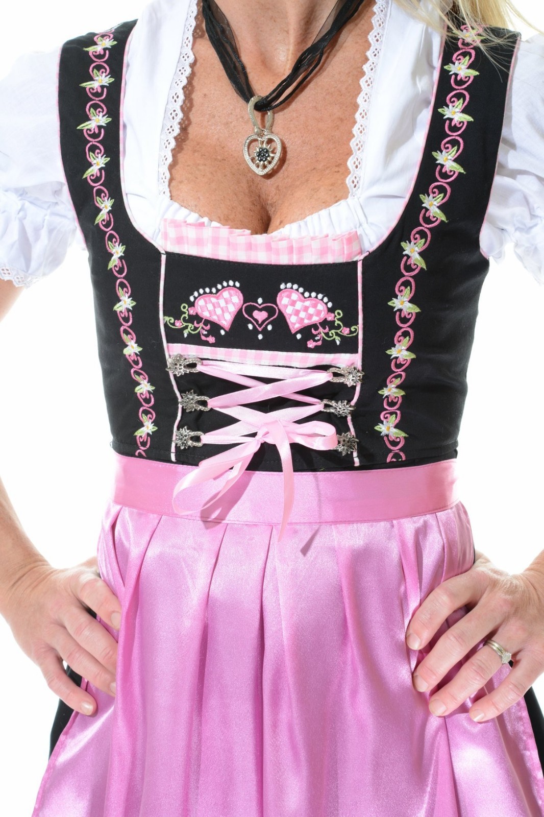 3pcs Authentic Oktoberfest Dirndl German Bavarian Dress Female Tracht BRGT PINK