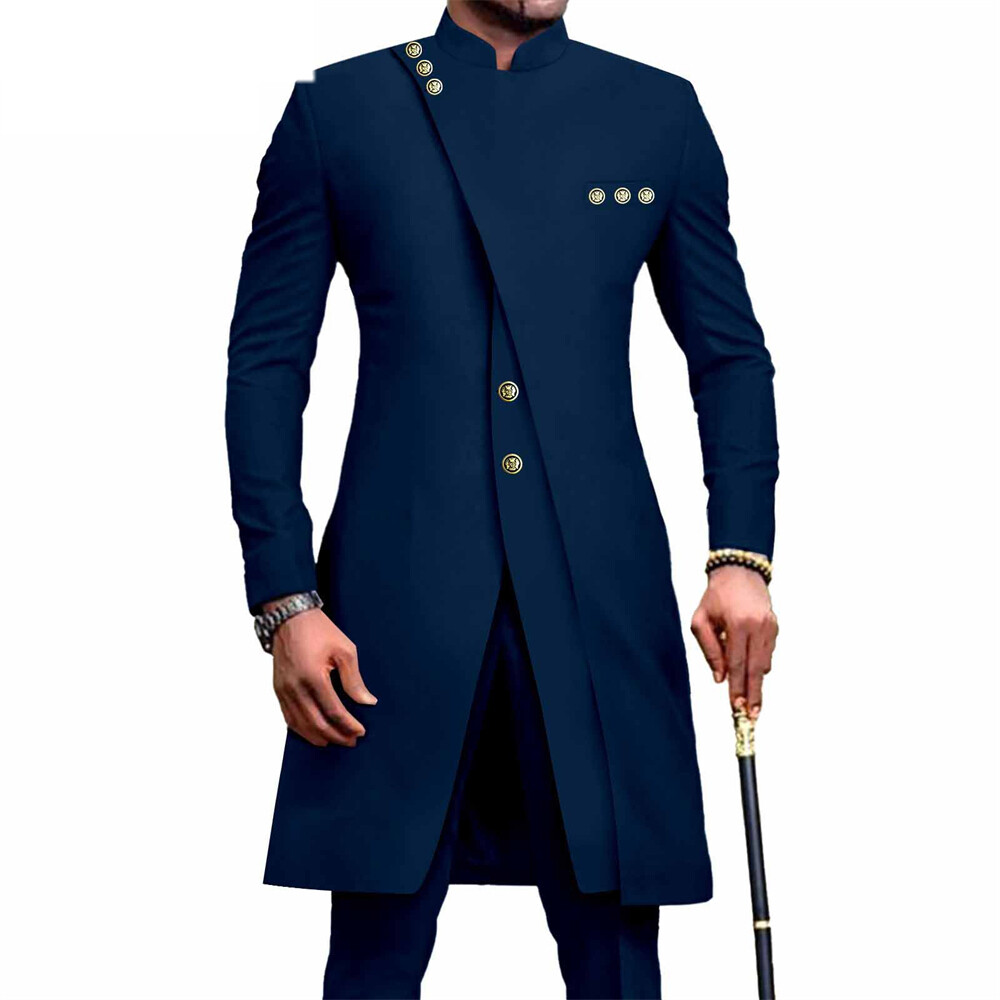 Men’s African 2 Piece Set Traditional Shirt and Pants Set Suit Middle East Suit