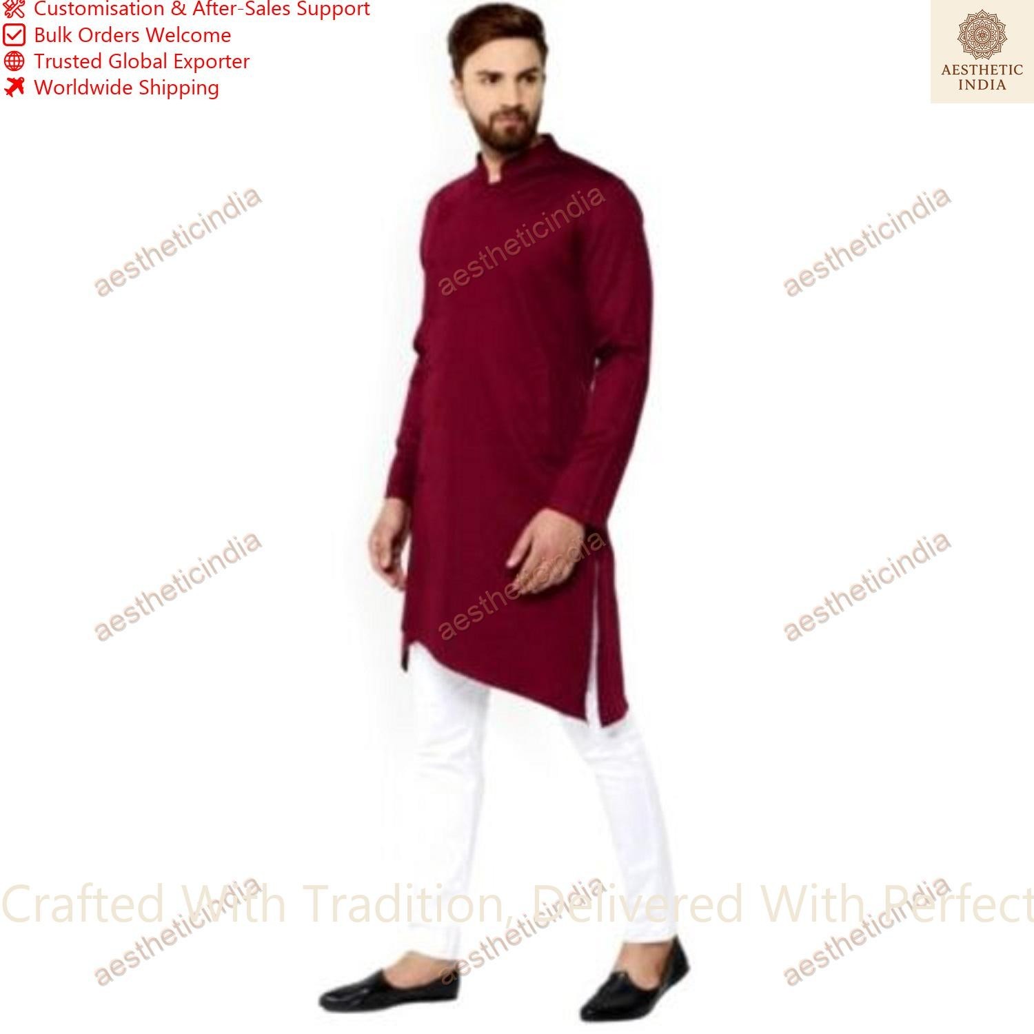 Traditional Wear Mens Cotton Kurta Designer Casual Cotton Kurta