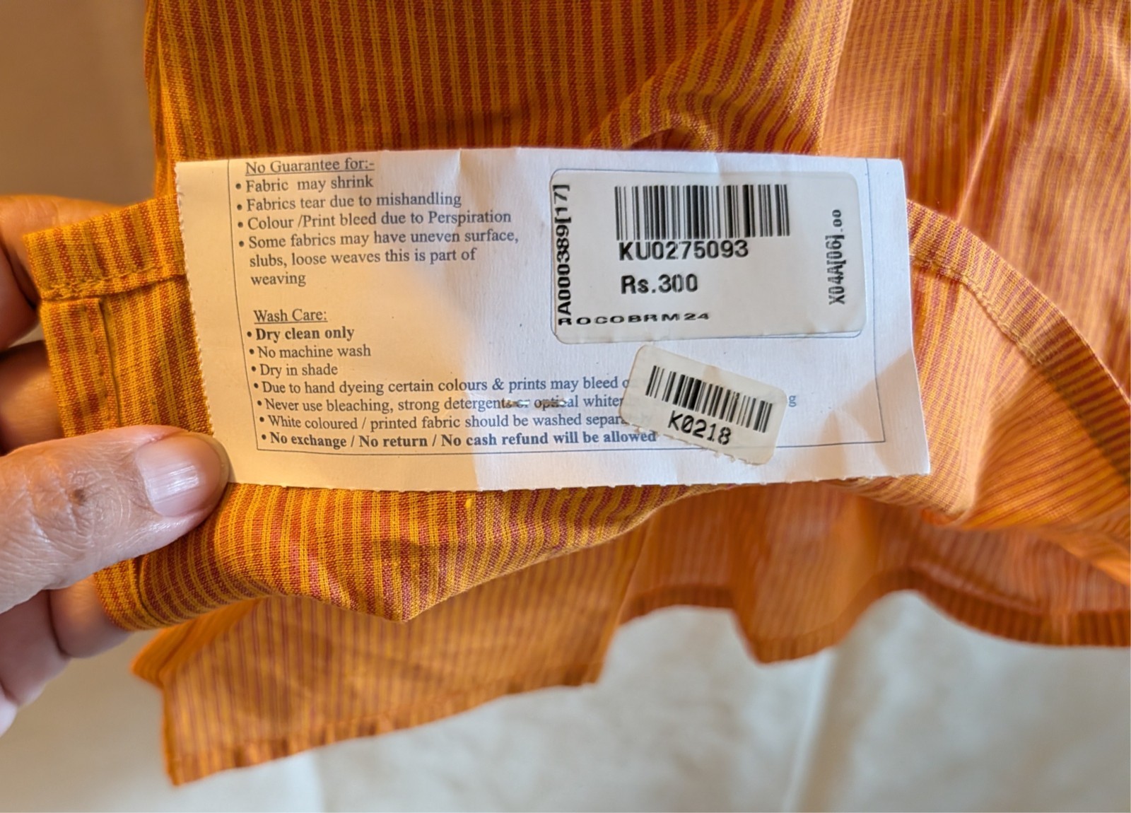 boy child’s kurta tunic top orange striped size 24 traditional clothing shirt