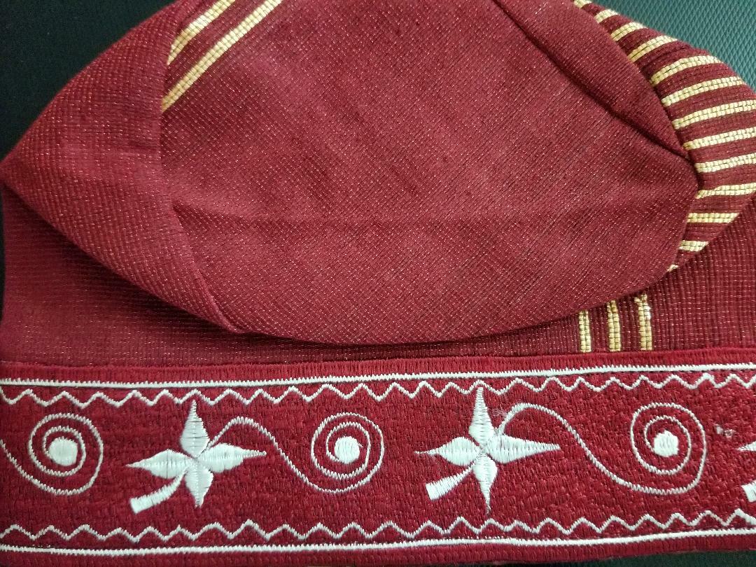 Red /gold – Fila Aso Oke. size Made in Nigeria Size 23″